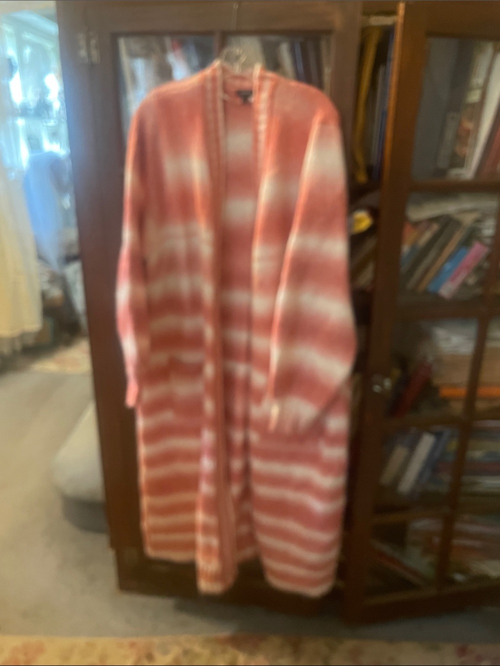 torrid Coral Pink and White Striped Open-Front Cardigan